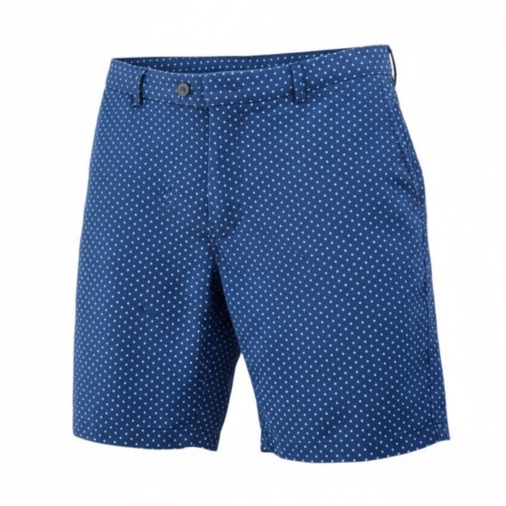 Peter Millar Shorts Mens 34 Blue White Dots Chino Linen Blend Golf Preppy